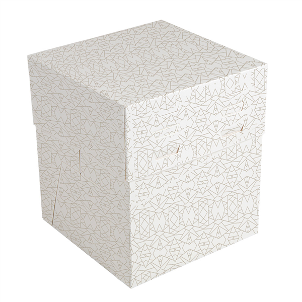 BOÎTES HAUTES PÂTISSERIE COUV. AJUSTABLE THEPACK "DECO"  20x20x19,5 CM BLANC CARTON MICROCANAL (30 UNITÉ)