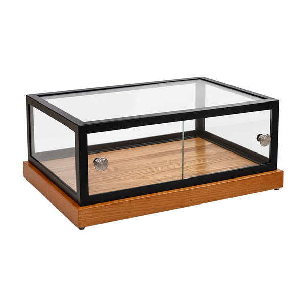 PRÉSENTOIR POUR BUFFET   51x38x21 CM BOIS + FER + VERRE (1 UNITÉ)