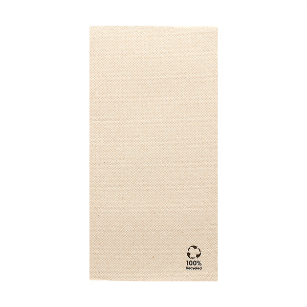 SERVIETTES ECOLABEL PLIÉES 1/8 DOUBLE POINT  18 G/M2 33x33 CM NATUREL OUATE RECYCLÉE (1200 UNITÉ)