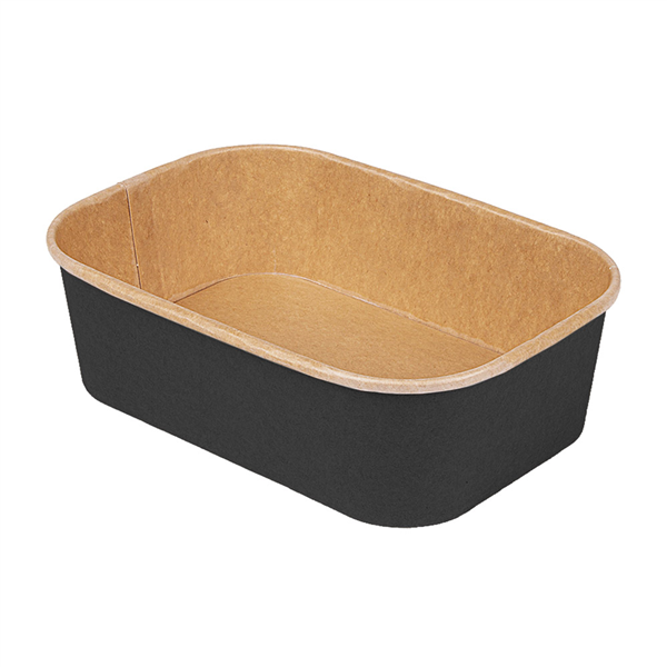 RÉCIPIENTS RECTANGULAIRES  500 ML 320 + 25 PE G/M2 17,3x12,3x4,1 CM NOIR KRAFT (300 UNITÉ)
