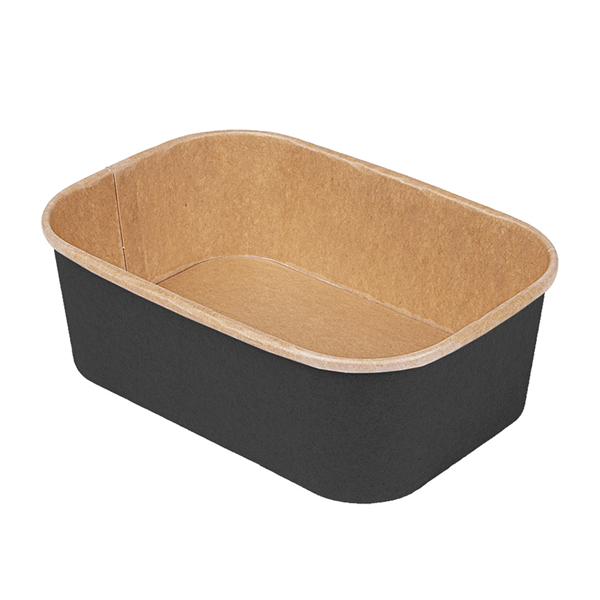 RÉCIPIENTS RECTANGULAIRES  750 ML 320 + 25 PE G/M2 17,3x12,3x5,7 CM NOIR KRAFT (300 UNITÉ)