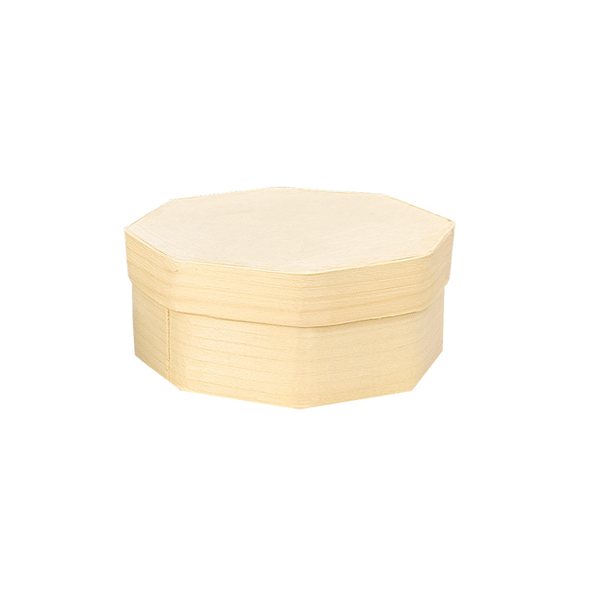 BOÎTES HEXAGONALES COUVERCLE + CAPSULE WOOD 270 ML 11x11x3,5 CM NATUREL BOIS (100 UNITÉ)