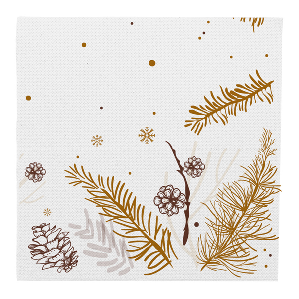 SERVIETTES DOUBLE POINT "WINTER" 18 G/M2 33x33 CM BLANC OUATE (1200 UNITÉ)