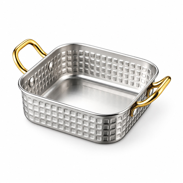 MINI BACS AVEC ANSES ARTINOX "VINTAGE" 500 ML 12x12x4 CM ARGENTE INOX (1 UNITÉ)