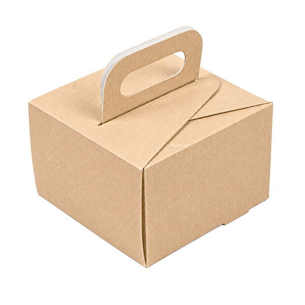 BOÎTES AVEC ANSES PÂTISSERIE THEPACK  12x12x8 CM NATUREL CARTON NANO-MICRO (50 UNITÉ)