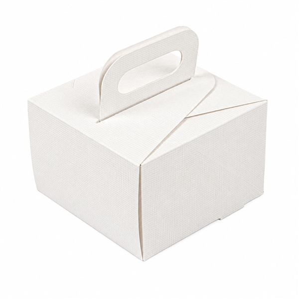 BOÎTES AVEC ANSES PÂTISSERIE THEPACK  12x12x8 CM BLANC CARTON NANO-MICRO (50 UNITÉ)