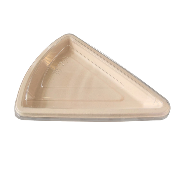 RÉCIPIENTS TRIANGULAIRES + COUVERCLES BIONIC  22,7x18,2x4,3 CM NATUREL BAGASSE + PET (600 UNITÉ)