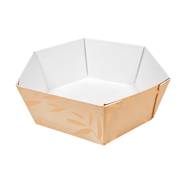RÉCIPIENTS HEXAGONAUX THEPACK "FEEL GREEN" 750 ML Ø17/14x5 CM NATUREL CARTON NANO-MICRO+PP (2000 UNITÉ)