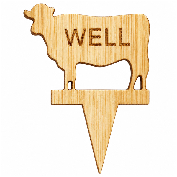 STEAK MARKER - BIEN CUIT BAMBOO  3,5x4,5 CM NATUREL BAMBOU (100 UNITÉ)