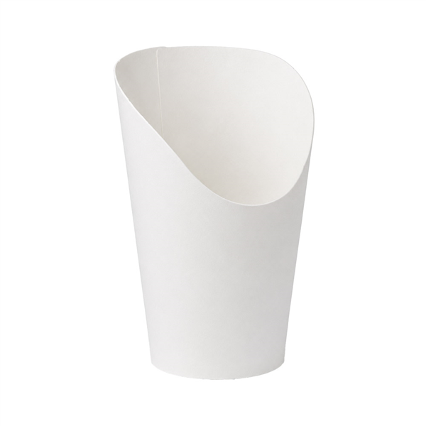 GOBELETS À FRITES OUVERTS  9 OZ - 270 ML 250 + 20 PE G/M2 Ø7x11,5/7 CM BLANC CARTON (2500 UNITÉ)