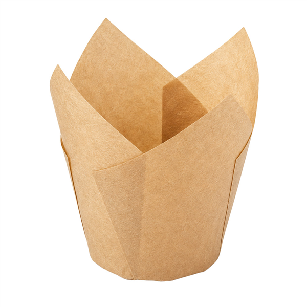 MUFFIN CUPS TULIP  40 G/M2 Ø 3x4,5/6,5 CM NATUREL PARCH.INGRAISSABLE (1000 UNITÉ)