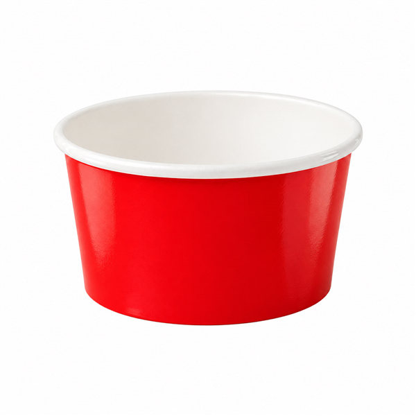 POTS À GLACES  90 ML 210 + 18PE G/M2 Ø 7,2x4 CM ROUGE CARTON (2000 UNITÉ)
