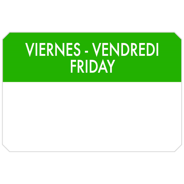 500 U. ÉTIQUETTES ADHESIVES "VENDREDI"  7,5x5 CM VERT ADHESIF (1 UNITÉ) - Garcia de Pou