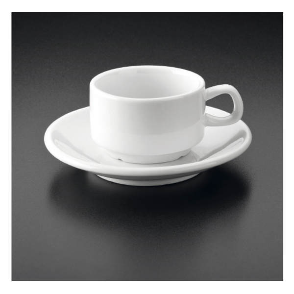 TASSES CAFÉ + SOUCOUPES 120 ML  BLANC PORCELAINE (12 UNITÉ) - Garcia de Pou