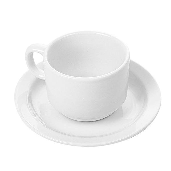 TASSES CAFÉ + SOUCOUPES 250 ML  BLANC PORCELAINE (12 UNITÉ) - Garcia de Pou