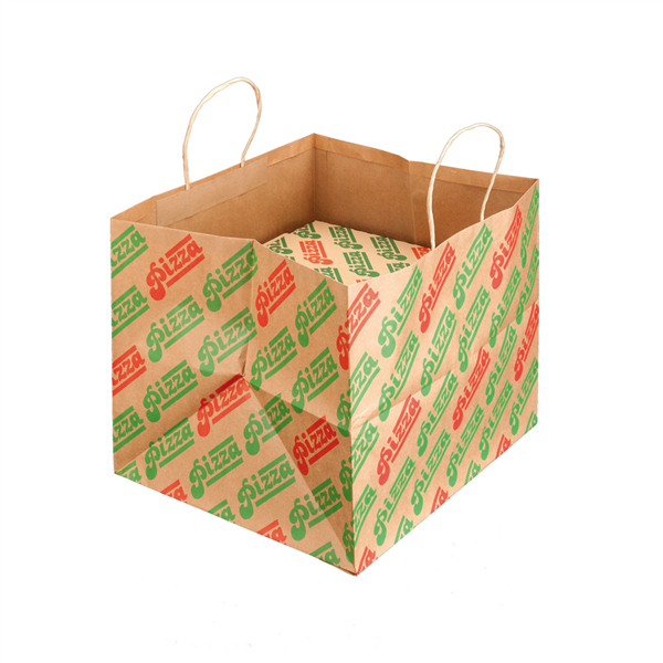 SACS SOS POUR BOÎTES PIZZA "PIZZA"  37+33x32 CM NATUREL KRAFT (100 UNITÉ) - Garcia de Pou