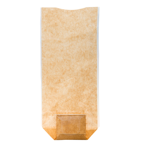 SACHETS AVEC BASE ET FENÊTRE PP  12x26 CM NATUREL KRAFT (100 UNITÉ) - Garcia de Pou