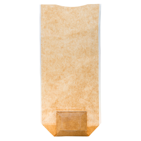 SACHETS AVEC BASE ET FENÊTRE PP  14x30,5 CM NATUREL KRAFT (100 UNITÉ) - Garcia de Pou