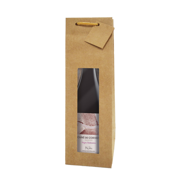 10 U. SACS PORTE-BOUTEILLES AVEC FENÊTRE  350 G/M2 9,2+8,8x38 CM NATUREL KRAFT (1 UNITÉ) - Garcia de Pou