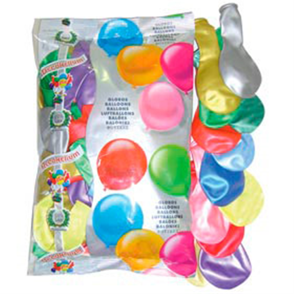 BALLONS MÉTALLISÉS  Ø 28 CM ASSORTI LATEX (100 UNITÉ) - Garcia de Pou