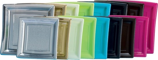 Assiette plastique carré de couleurs Vaisselle Jetable a petit prix !