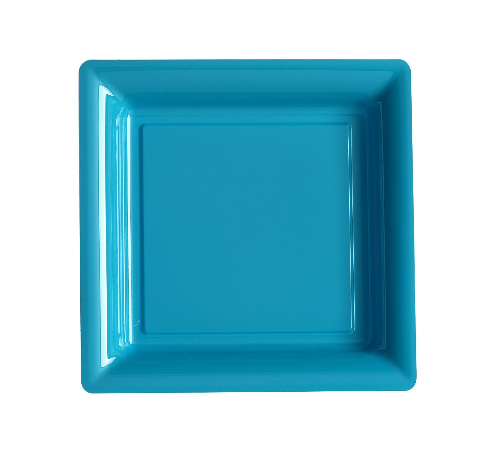Extiff Lot de 25 Assiettes Colorées en Plastique Recyclable Turquoise, 18 x 18 cm Dimensions et Couleurs au Choix