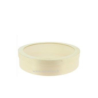 BOITE EN BOIS RONDE 26.5x26.5x6cm avec fenêtre PLEXI