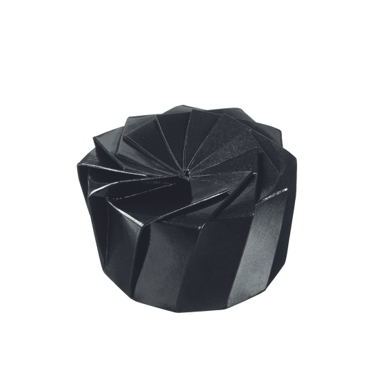 Boîte ORIGAMI S diam 8cm H4.5cm noir lam