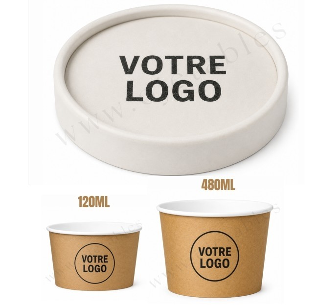 Couvercle en carton plat personnalisé pour pot à glace personnalisé -Pour pot 480cc