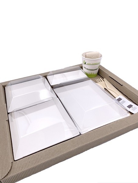 PLATEAU REPAS THEMA AVEC KIT ASSIETTE FIBRA micro ondable