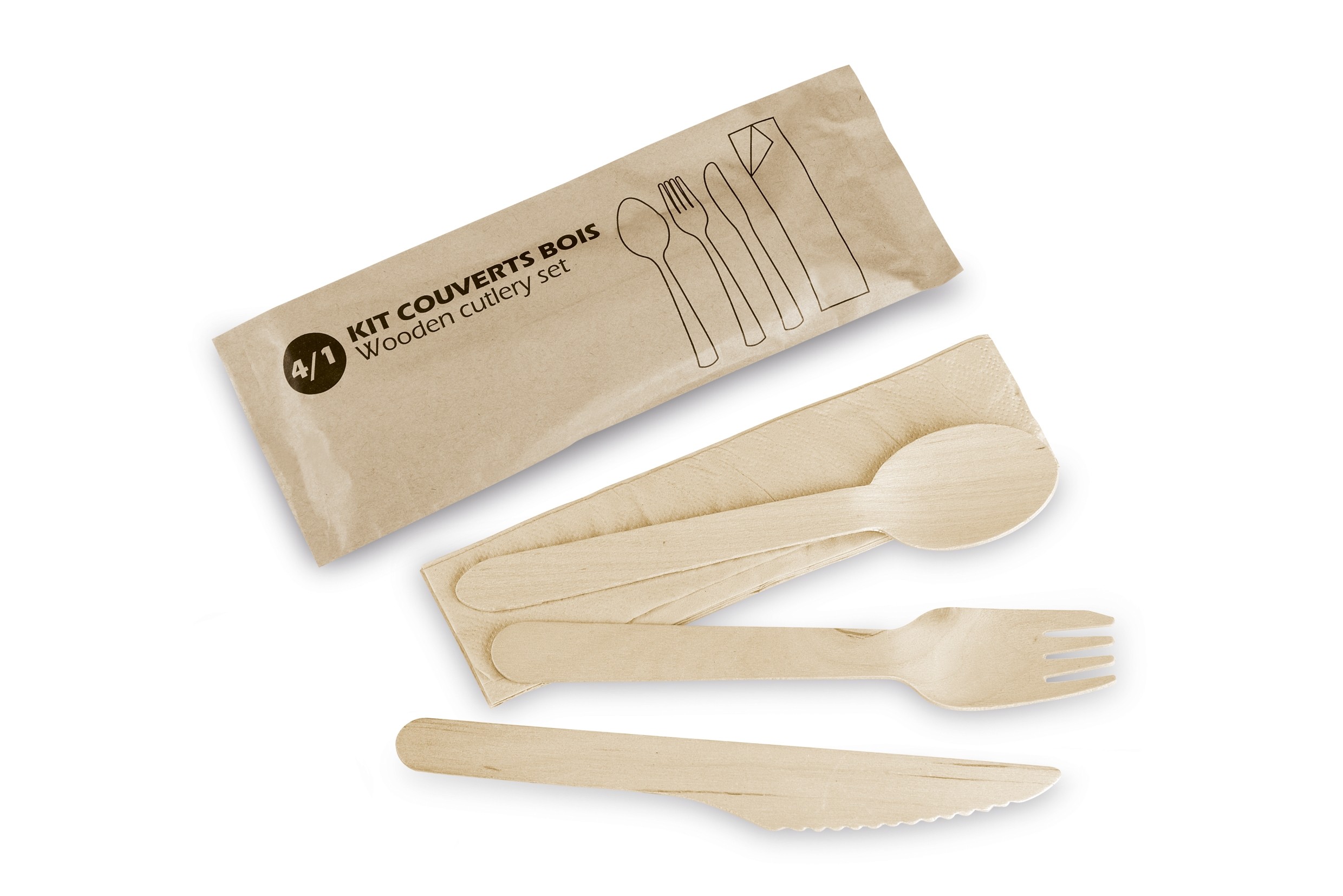 100 Grandes cuillères bois 17 cm biodégradables - compostables