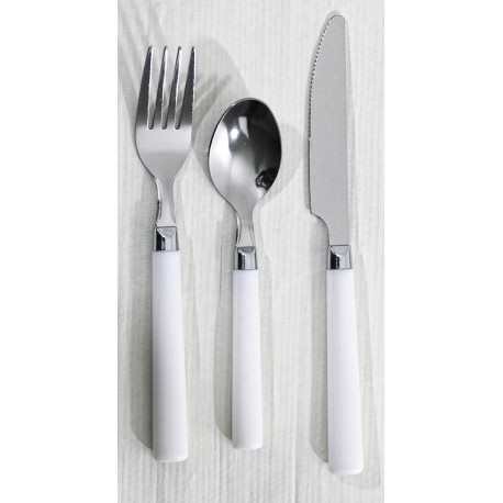 Kit couverts inox et manche blanc