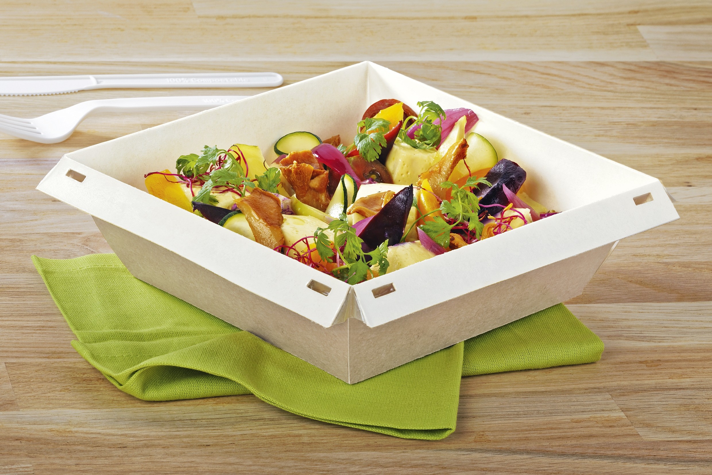 Boîte pour plats chauds jetable biodégradable à emporter compostable