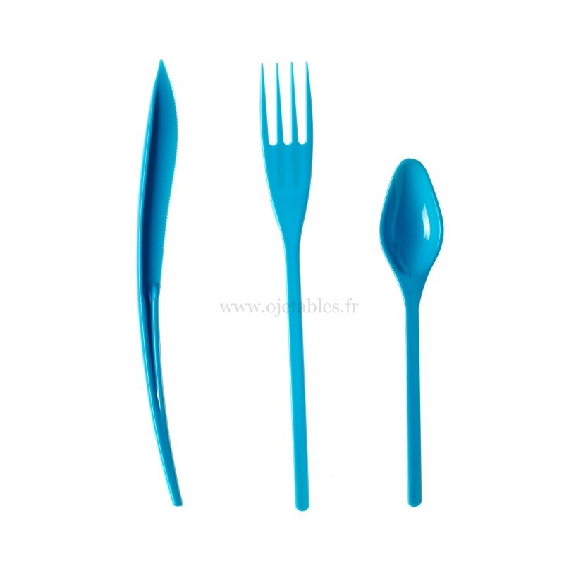 COUVERTS PLASTIQUE TURQUOISE