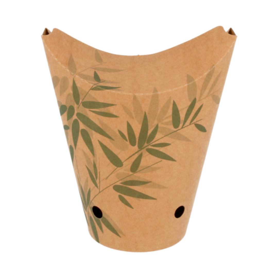 GOBELETS À FRITES AVEC FERMETURE 'FEEL GREEN' 16 OZ - 480 ML  8,5x14 CM