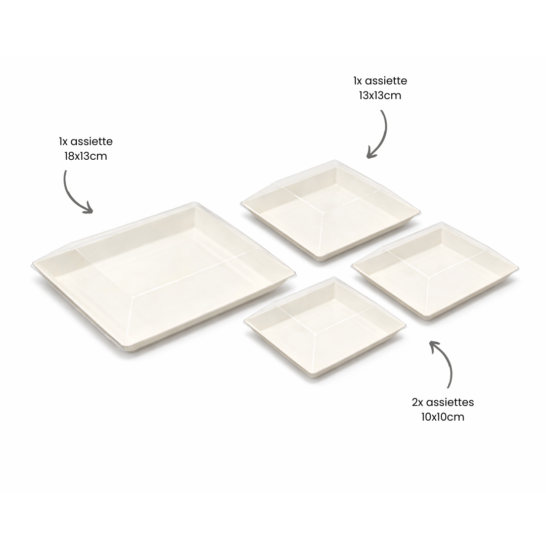 KIT 4 raviers CUBIK blanc "AF" pour 100 plateaux