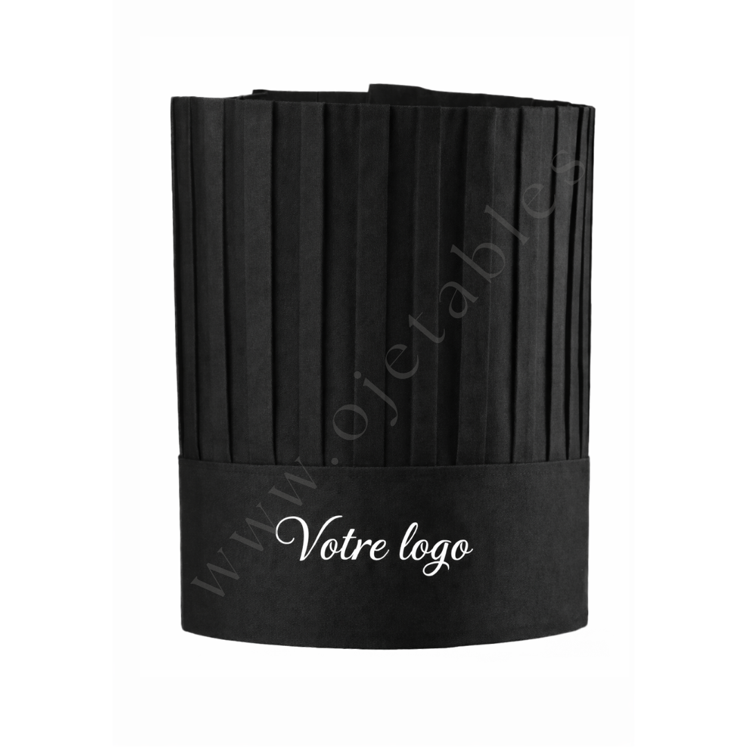 Toque de CHEF Personnalisée noire 25 cm en matière non tissée 