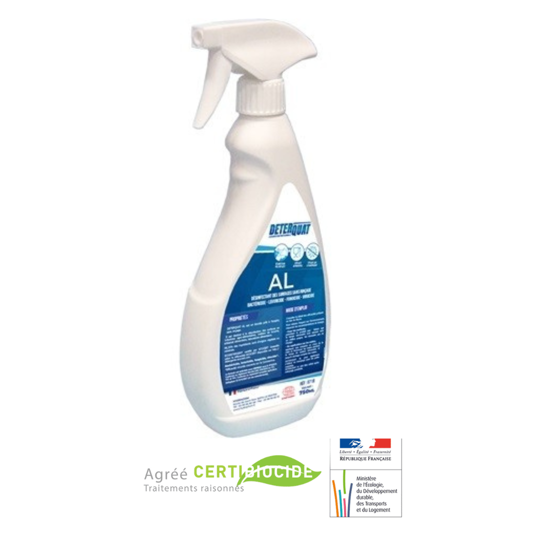 DETERQUAT AL - Désinfectant en spray sans rinçage alcoolisé 750 ml (uniquement pour pro)