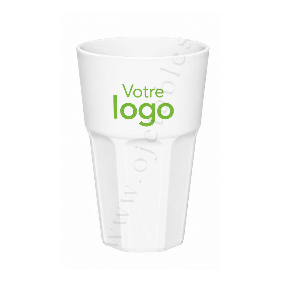 Verre Mojito incassable & réutilisable en SAN 40cl Blanc - personnalisé en 1 couleur