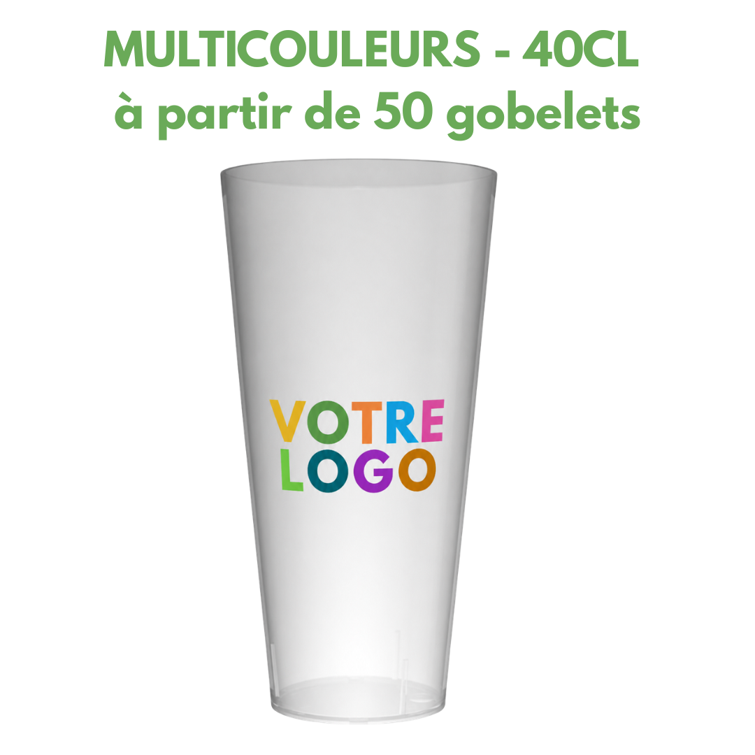 GOBELET REUTILISABLE 40/50cl  PERSONNALISE - IMPRESSION MULTICOULEURS