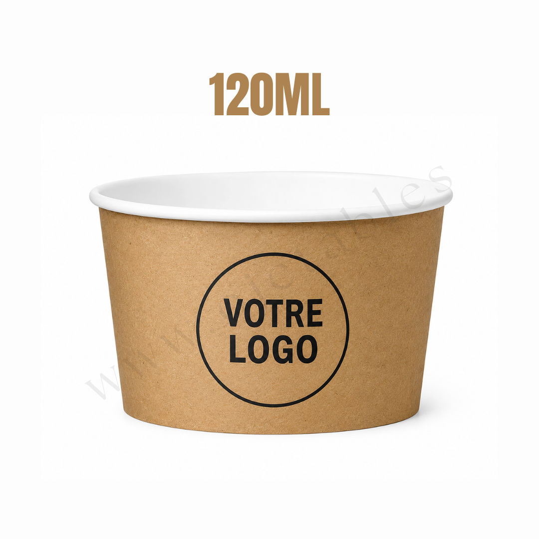 Pot à glace personnalisé Multicouleurs - 120cc