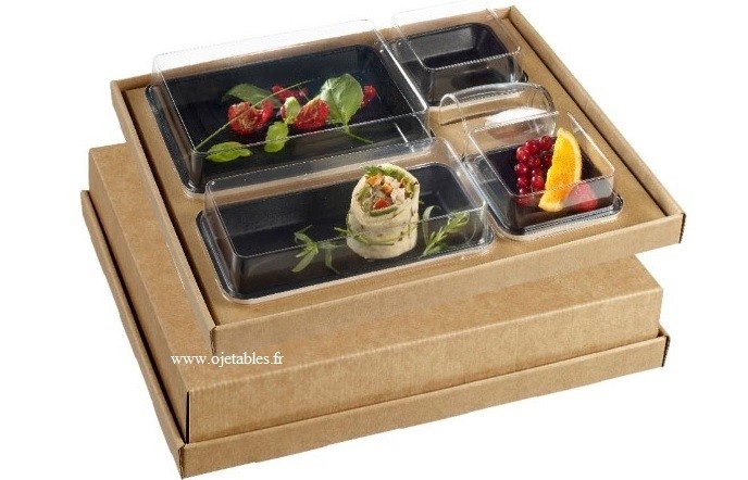 Achat en ligne d'un plateau repas entièrement Biodégradable et compostable  faisant partie de notre vaisselle jetable et d'une livraison rapide