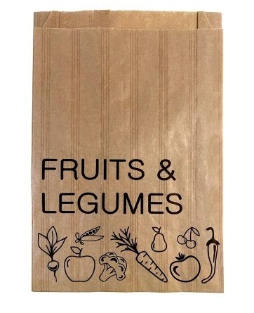 Sac fruits et légumes papier kraft brun -3kg