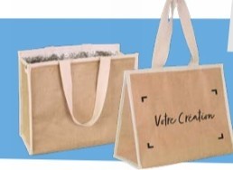 Sac isotherme jute 420+200x340mm personnalisé en 1 couleur