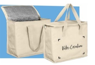 Sac isotherme coton 300+150X250mm personnalisé en 1 couleur