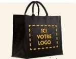 SAC TOILE DE JUTE NOIR 420+190x350mm