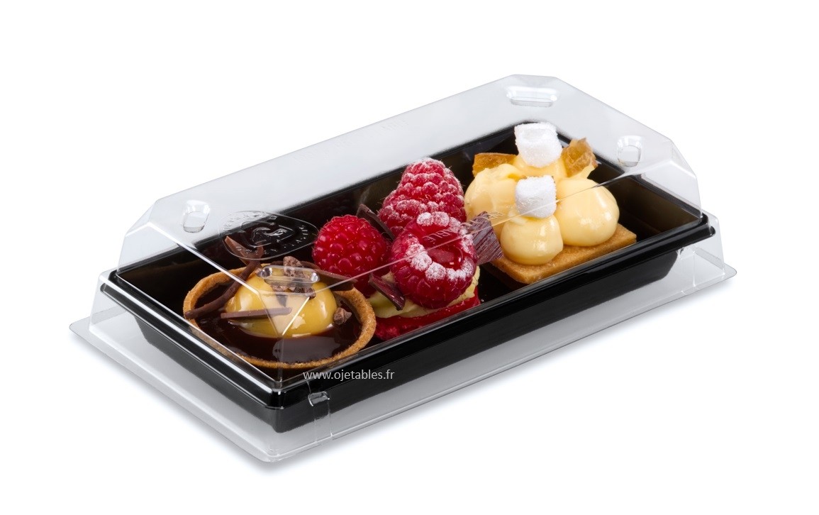 BARQUETTE SUSHIS NOIRE 140X60 avec couvercle 