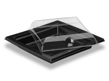 RAVIER NOIR Carré + COUVERCLE CRISTAL 10.5x10.5cm 