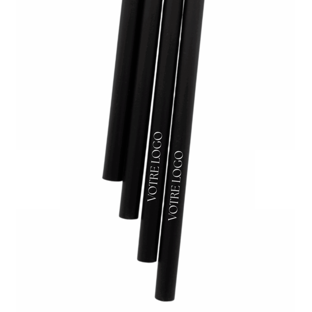  Paille personnalisée noire PLA compostable Ø8x21cm 