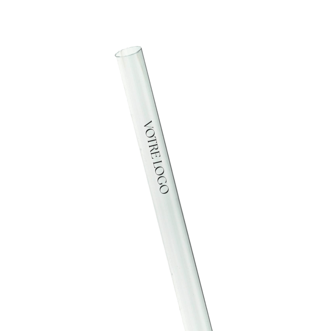 Paille personnalisée Blanche PLA compostable Ø6x20cm 